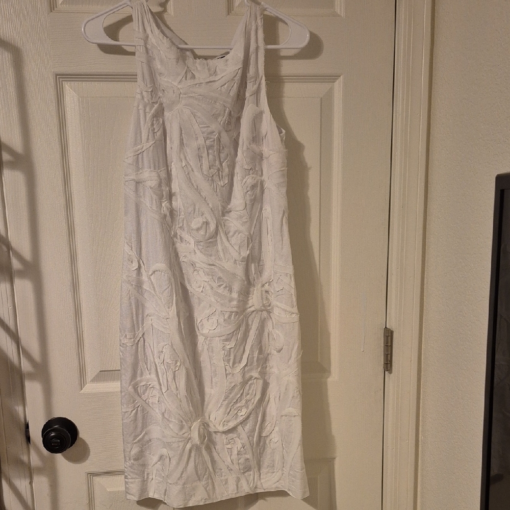 Ann Taylor Textured White Midi Dress